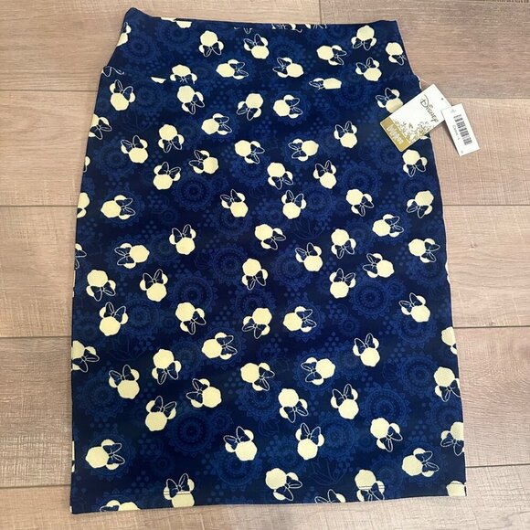 LULAROE DISNEY MINNIE MOUSE CASSIE SKIRT LARGE BLUE NEW - Picture 1 of 7